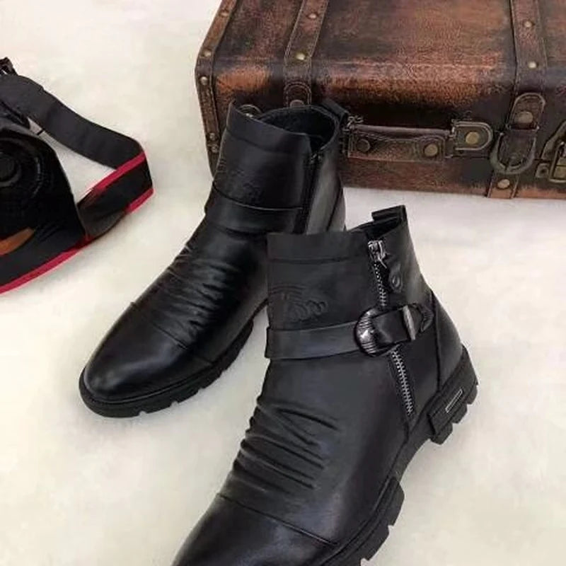 Autumn New Knight Boots Cotton Shoescasual Sports Shoes Leather Shoes High Top Shoes Fashionable Men'S Shoes