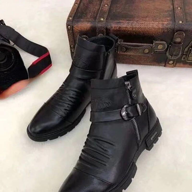 Autumn New Knight Boots Cotton Shoescasual Sports Shoes Leather Shoes High Top Shoes Fashionable Men'S Shoes