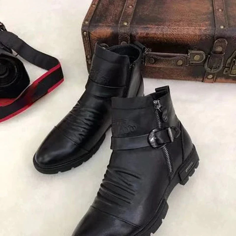 Autumn New Knight Boots Cotton Shoescasual Sports Shoes Leather Shoes High Top Shoes Fashionable Men'S Shoes