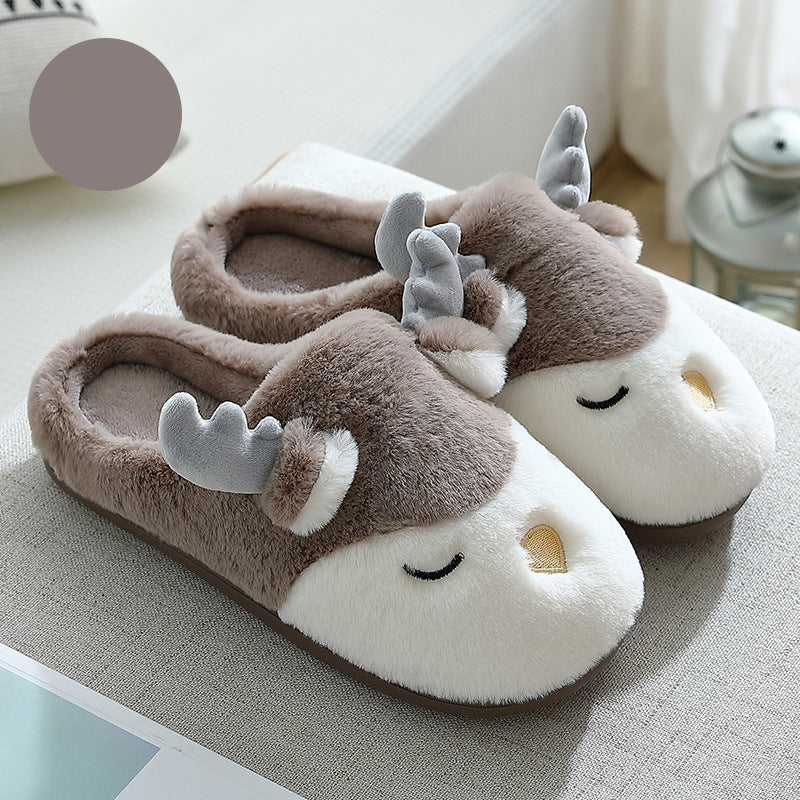 Christmas Shoes Winter Home Slippers Elk Plush Bedroom Slipper House Shoes for Women Men
