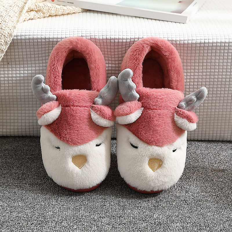 Christmas Shoes Winter Home Slippers Elk Plush Bedroom Slipper House Shoes for Women Men