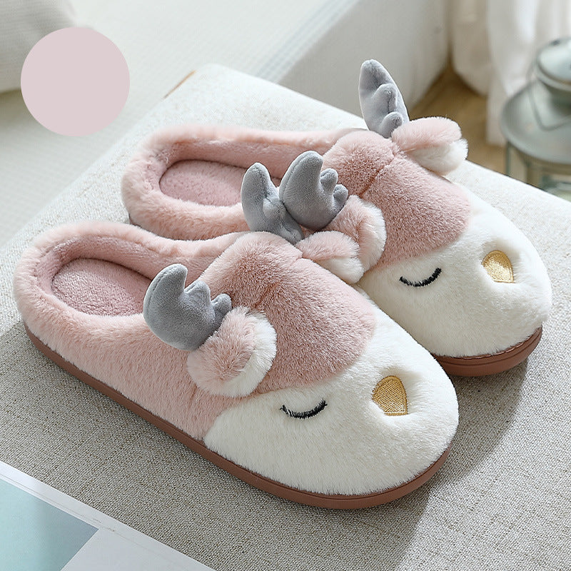 Christmas Shoes Winter Home Slippers Elk Plush Bedroom Slipper House Shoes for Women Men