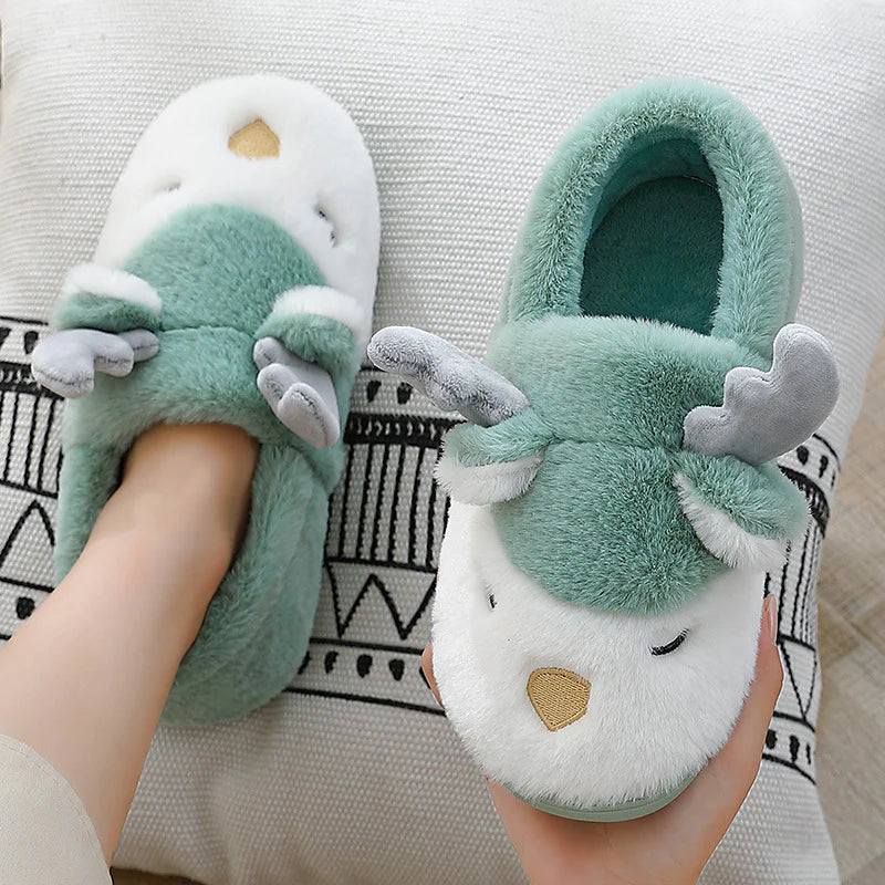 Christmas Shoes Winter Home Slippers Elk Plush Bedroom Slipper House Shoes for Women Men