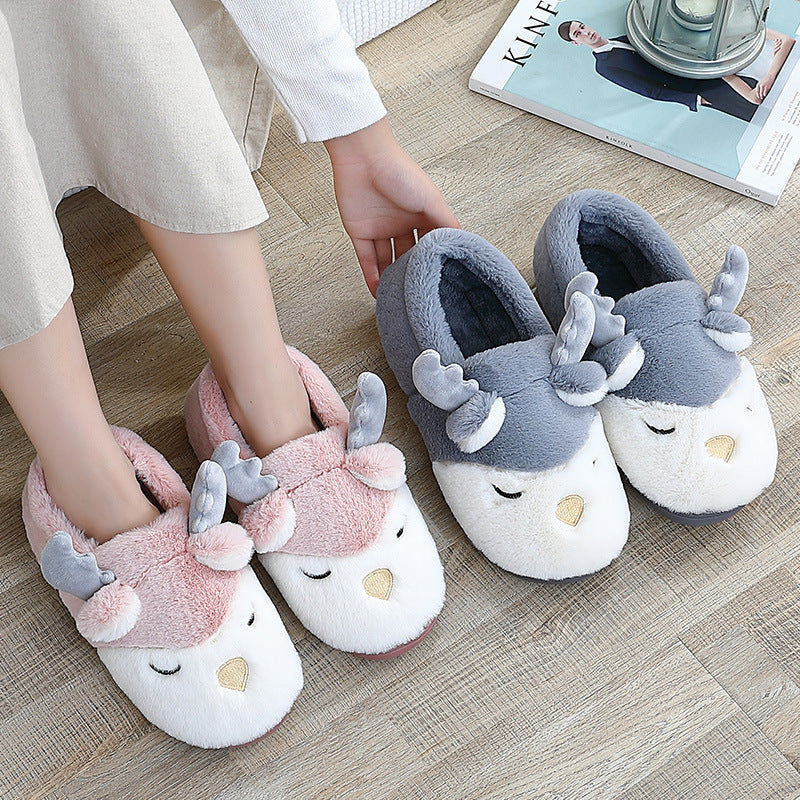 Christmas Shoes Winter Home Slippers Elk Plush Bedroom Slipper House Shoes for Women Men