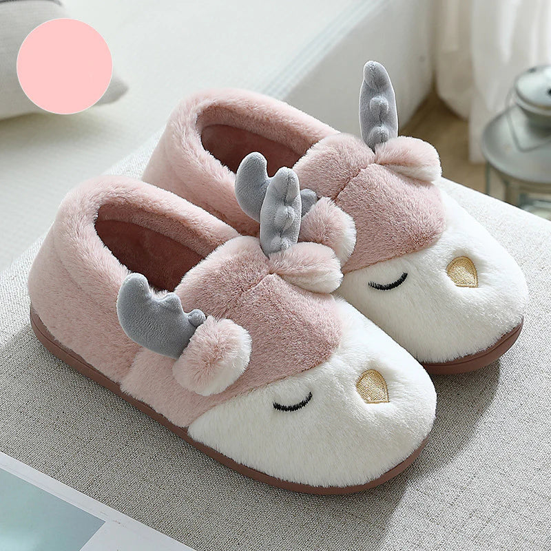 Christmas Shoes Winter Home Slippers Elk Plush Bedroom Slipper House Shoes for Women Men