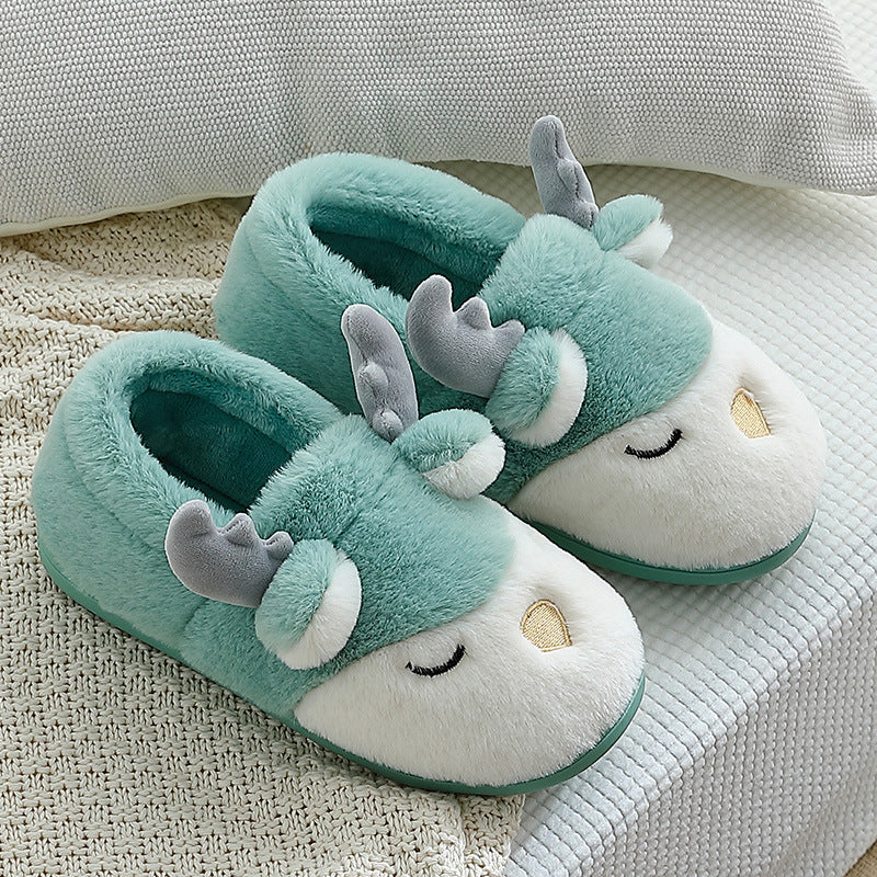 Christmas Shoes Winter Home Slippers Elk Plush Bedroom Slipper House Shoes for Women Men