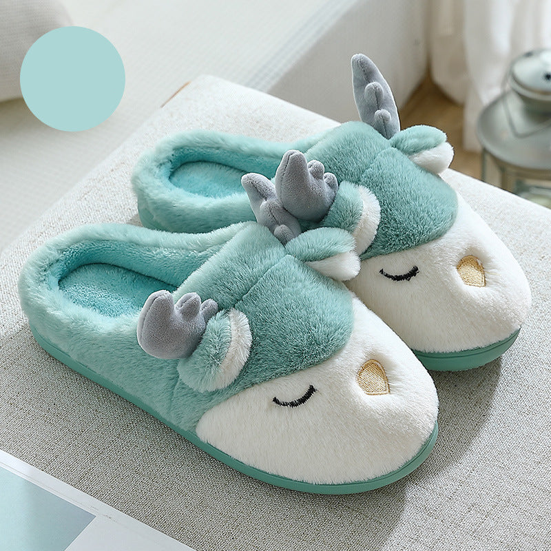 Christmas Shoes Winter Home Slippers Elk Plush Bedroom Slipper House Shoes for Women Men