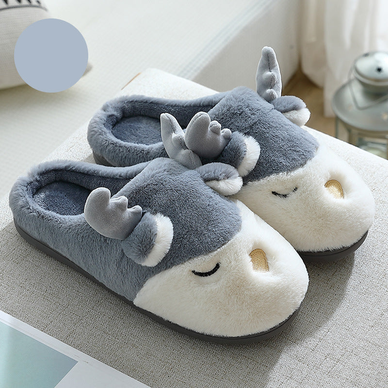 Christmas Shoes Winter Home Slippers Elk Plush Bedroom Slipper House Shoes for Women Men