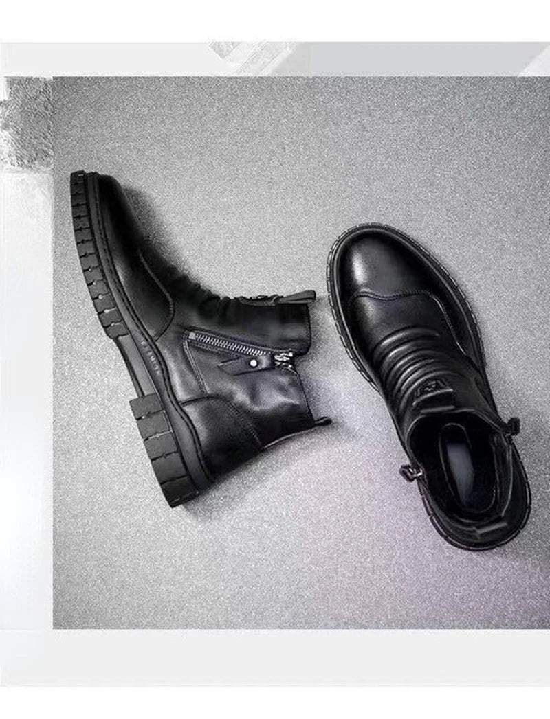 Autumn New Knight Boots Cotton Shoescasual Sports Shoes Leather Shoes High Top Shoes Fashionable Men'S Shoes