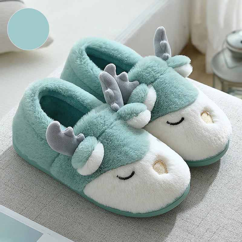 Christmas Shoes Winter Home Slippers Elk Plush Bedroom Slipper House Shoes for Women Men