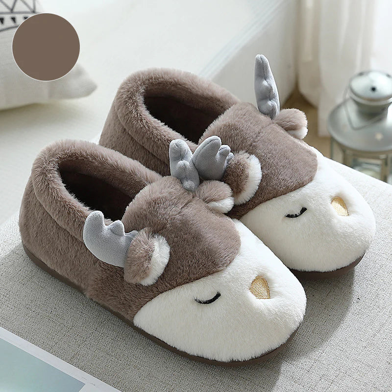 Christmas Shoes Winter Home Slippers Elk Plush Bedroom Slipper House Shoes for Women Men