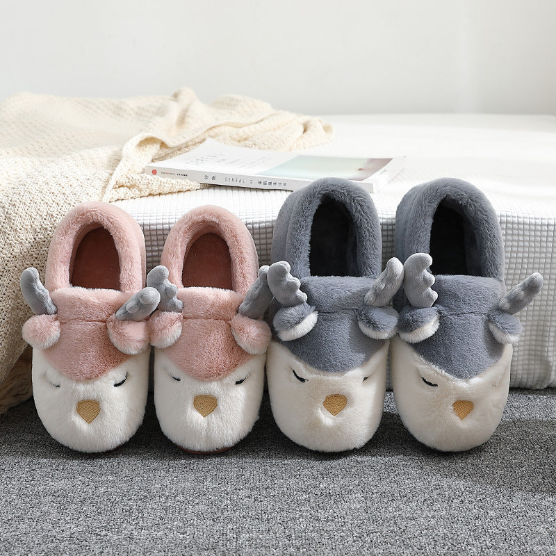 Christmas Shoes Winter Home Slippers Elk Plush Bedroom Slipper House Shoes for Women Men