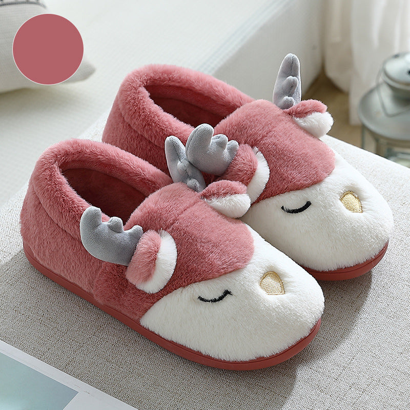 Christmas Shoes Winter Home Slippers Elk Plush Bedroom Slipper House Shoes for Women Men
