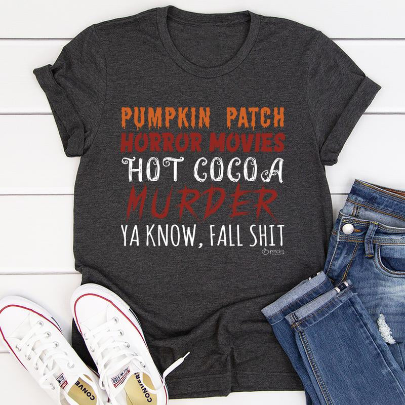 Pumpkin Patch Horror Movies Hot Cocoa T-Shirt