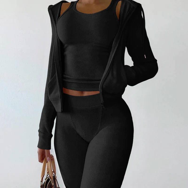 Cropped Jacket Tracksuit Two Piece Set Elegant 2 Pieces Sets Women Luxury Outfit Sweatsuit Velour Zip up Hoodie Jackets