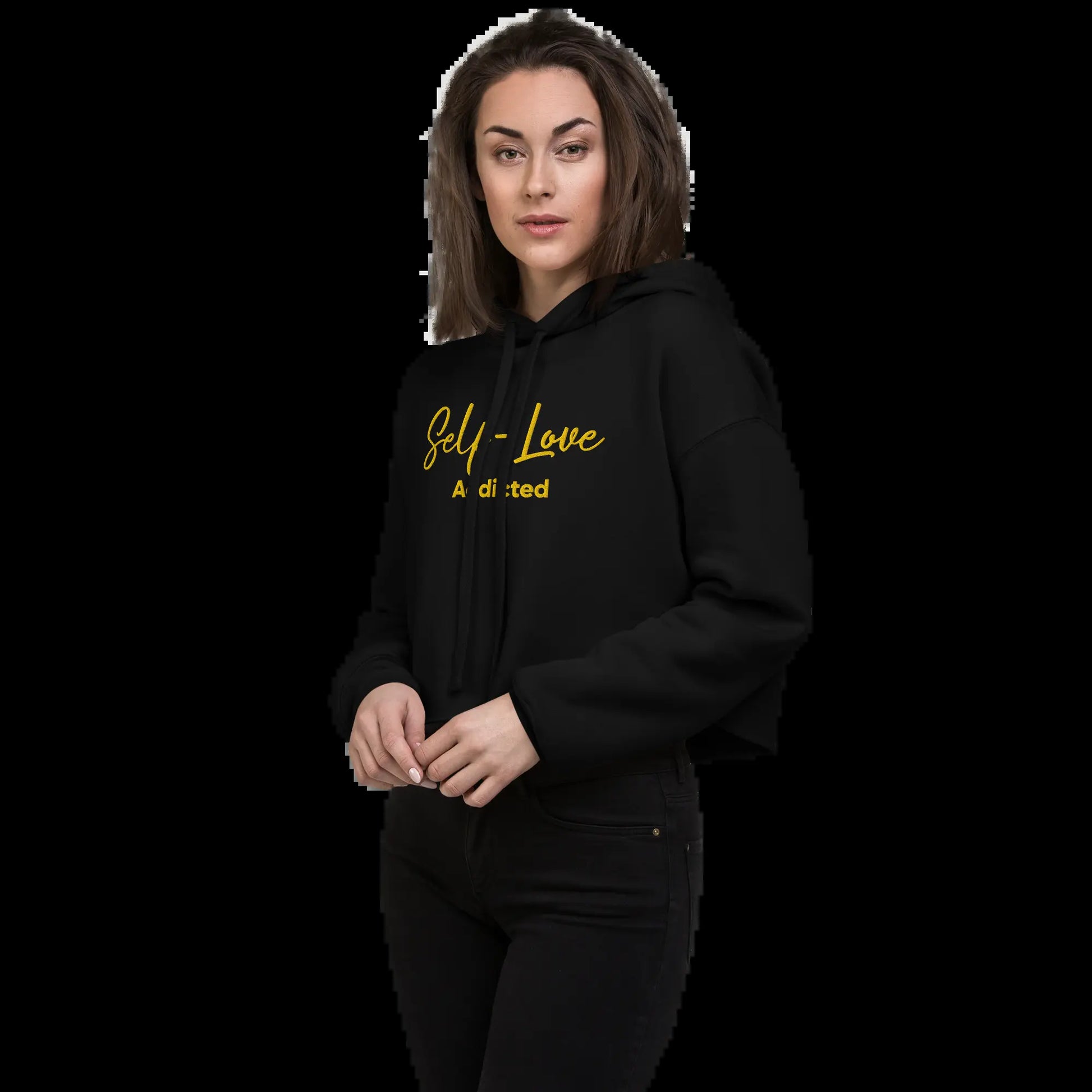 Crop Hoodie - Self Love Addicted with EMBROIDERY