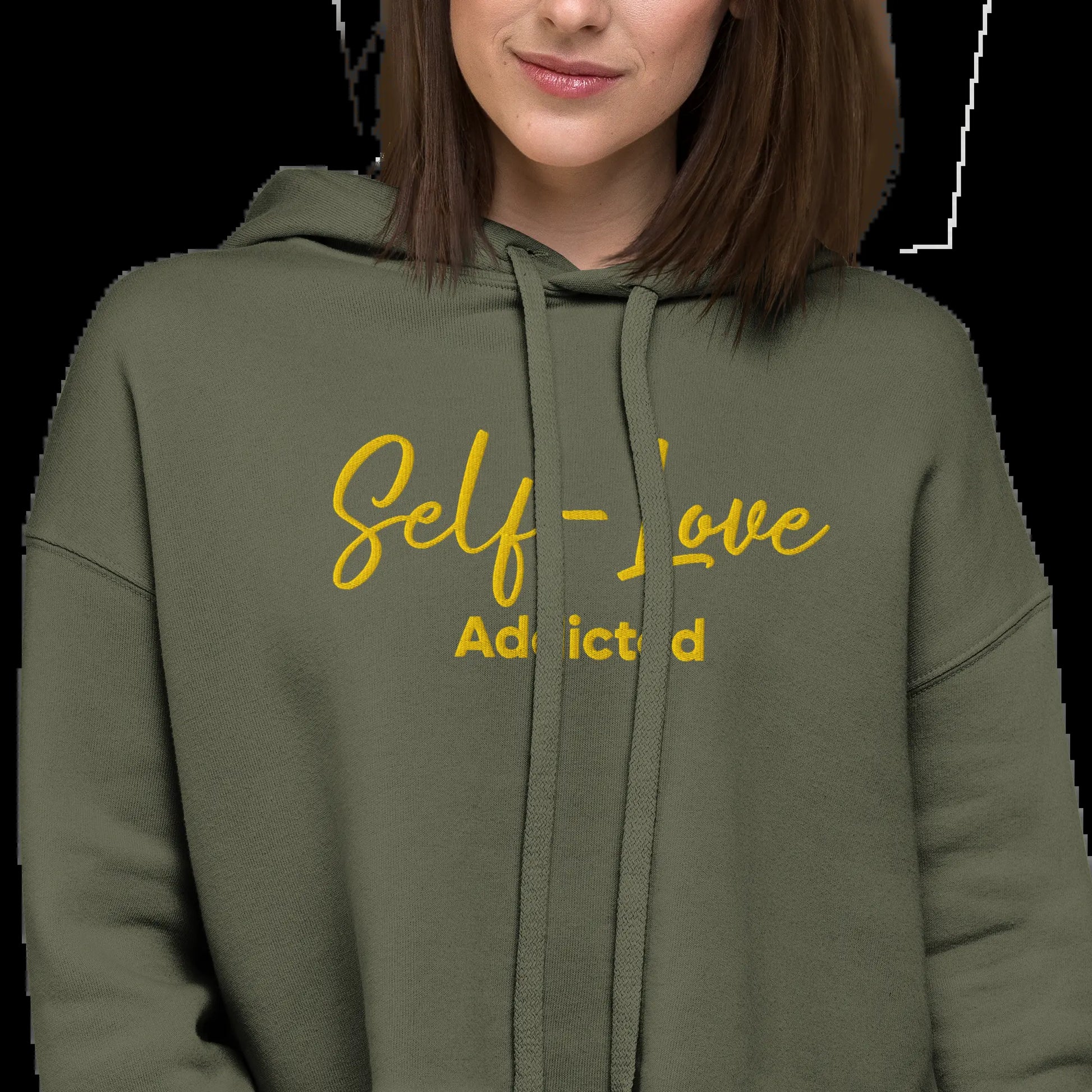 Crop Hoodie - Self Love Addicted with EMBROIDERY