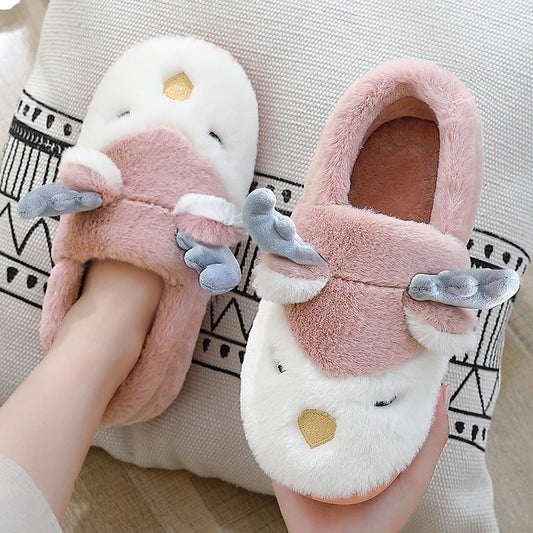 Christmas Shoes Winter Home Slippers Elk Plush Bedroom Slipper House Shoes for Women Men