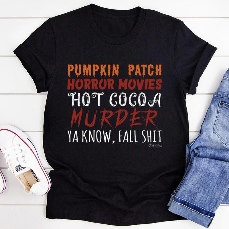 Pumpkin Patch Horror Movies Hot Cocoa T-Shirt