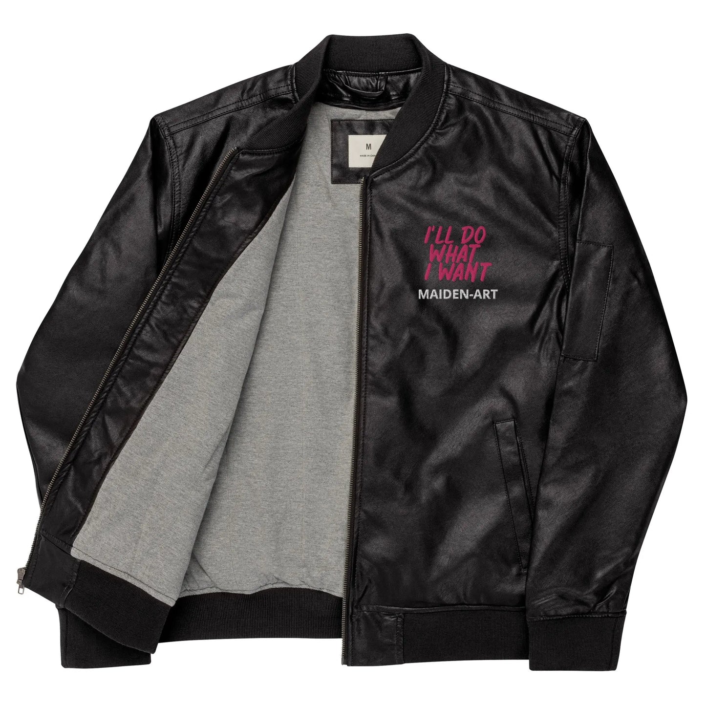 REBEL GIRL Leather Bomber Jacket