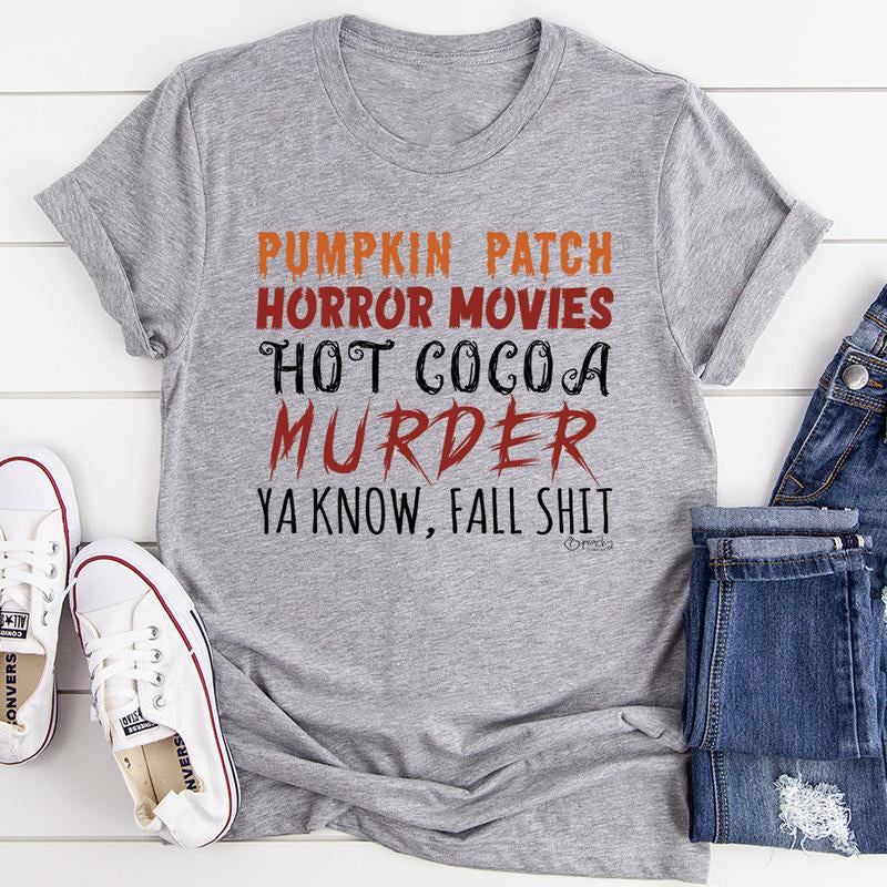 Pumpkin Patch Horror Movies Hot Cocoa T-Shirt