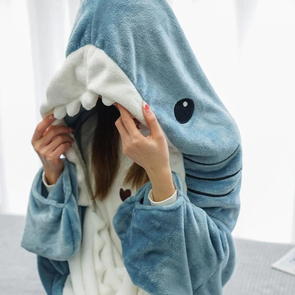 Cartoon Shark Sleeping Bag Pajamas Office Nap Shark Blanket Karakal High Quality Fabric Mermaid Shawl Blanket for Children