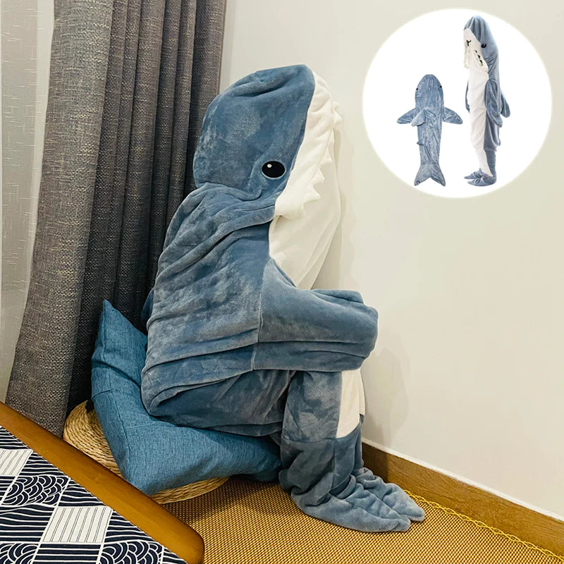 Cartoon Shark Sleeping Bag Pajamas Office Nap Shark Blanket Karakal High Quality Fabric Mermaid Shawl Blanket for Children