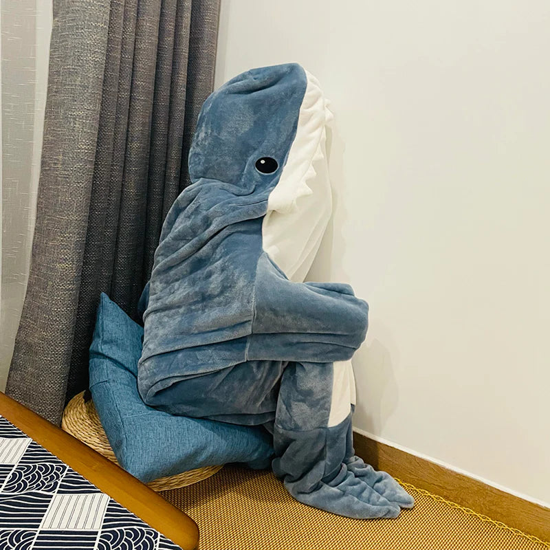 Cartoon Shark Sleeping Bag Pajamas Office Nap Shark Blanket Karakal High Quality Fabric Mermaid Shawl Blanket for Children